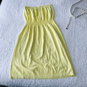 Striped yellow strapless sundress/coverup.